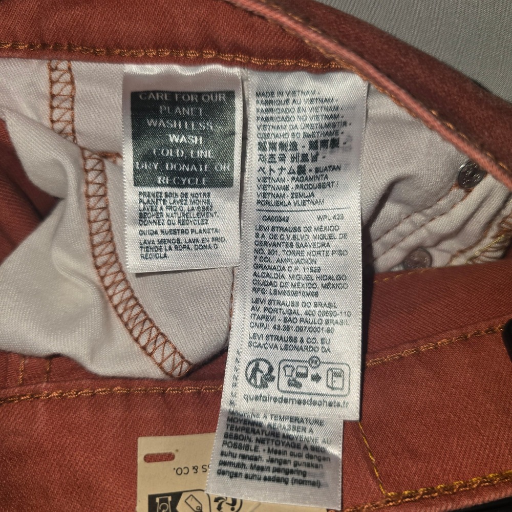 Levi's 511 Slim Jeans 30x30 Mens Salmon Pink Stretch Denim Pants - Picture 5 of 7